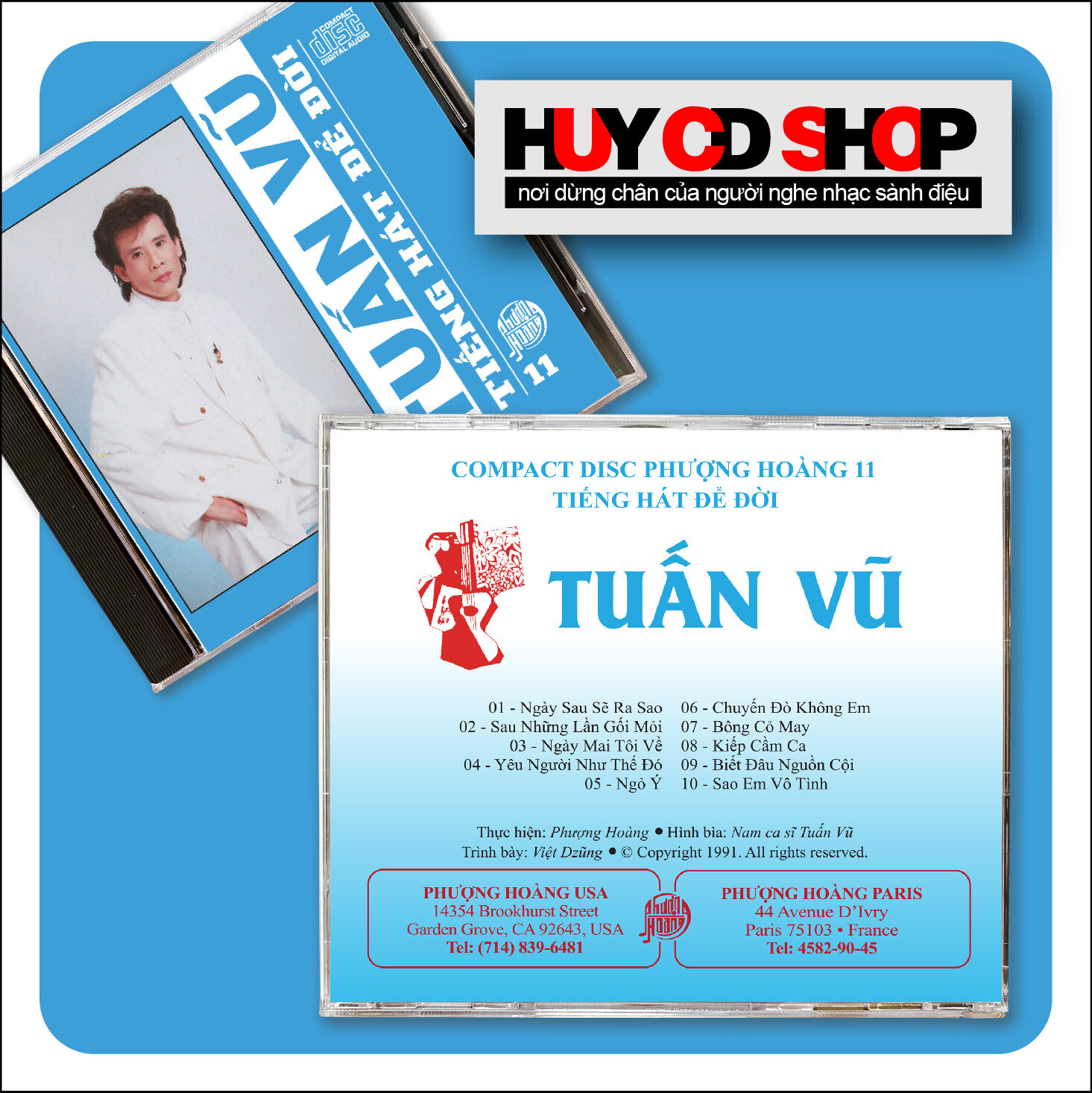 Đĩa cd tuấn vũ những ca khúc top hits nhạc vàng trữ tình bolero đĩa lòng trắng chất lượng cao âm thanh chuẩn huy cd shop