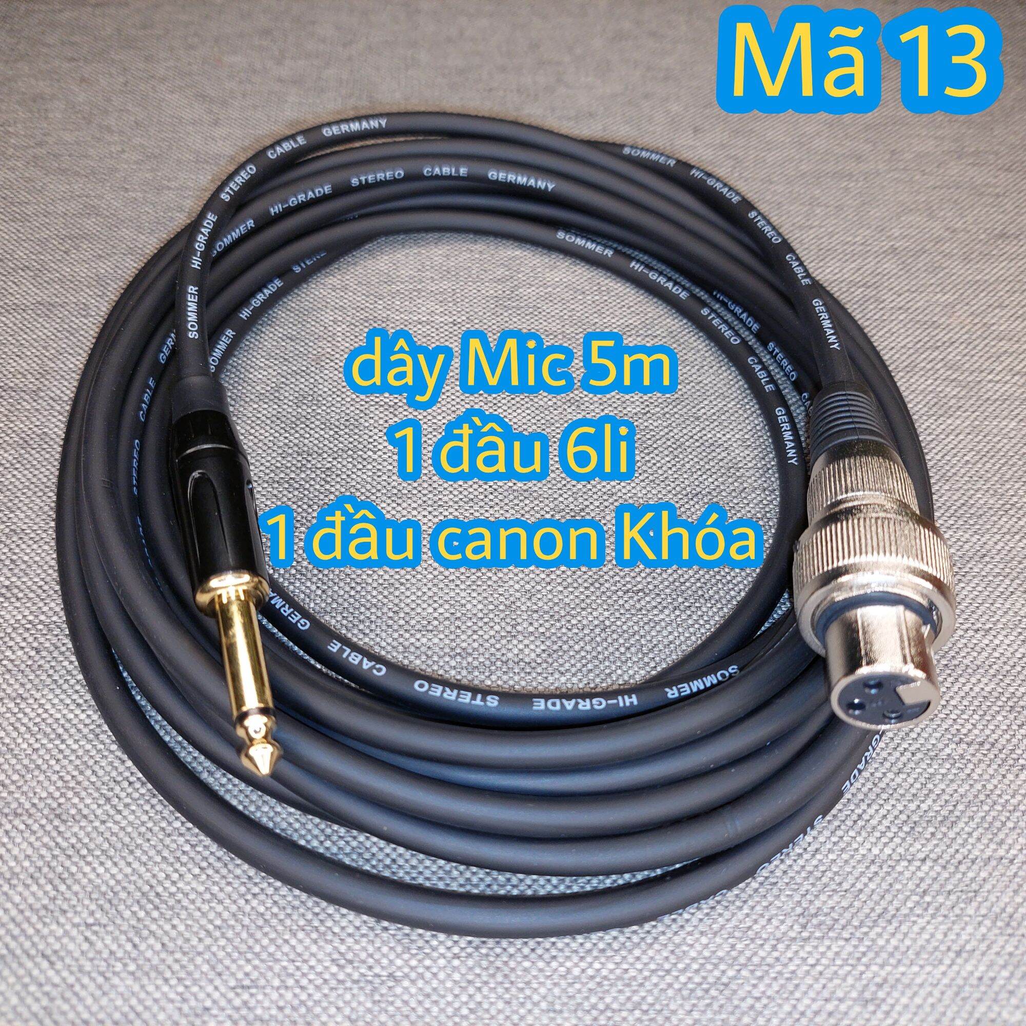 Dây Mic xịn chônga nhiễu đầu canon có Ren Khóa mic dài 5m dây bãi chất lượng