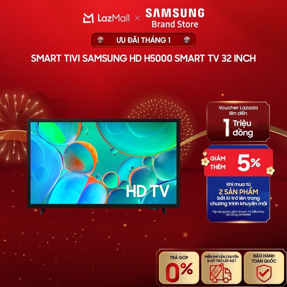   MIỄN PHÍ VẬN CHUYỂN  Smart Tivi Samsung HD H5000 Smart TV 32 Inch 