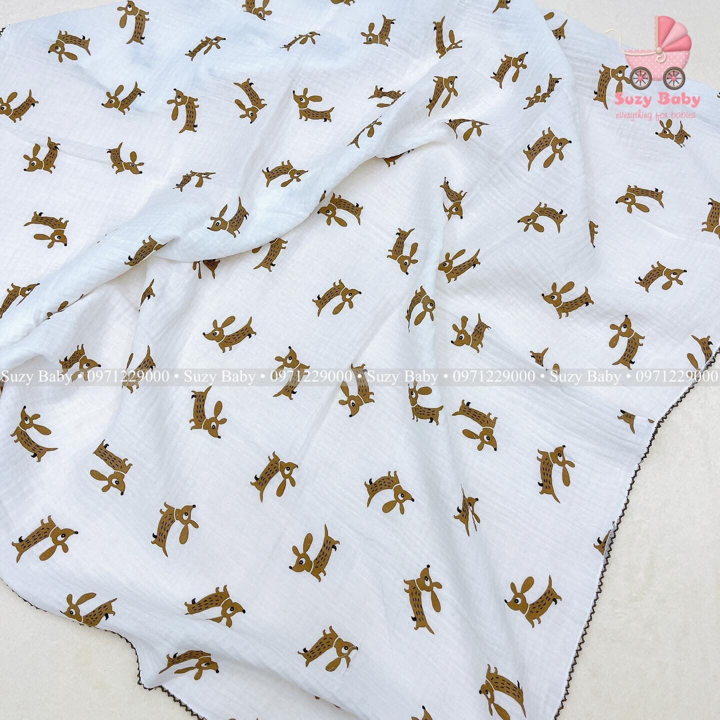 KHĂN TẮM BABY BEE 2 LỚP HOẠ TIẾT
