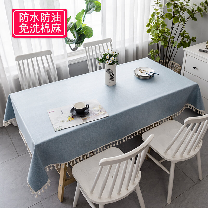 Khăn trải bàn vải nghệ thuật không cần giặt chống dầu chống thấm nước cotton lanh bắc âu khăn trải bàn gia dụng kiểu nhật hình chữ nhật bàn trà bàn ăn tối giản