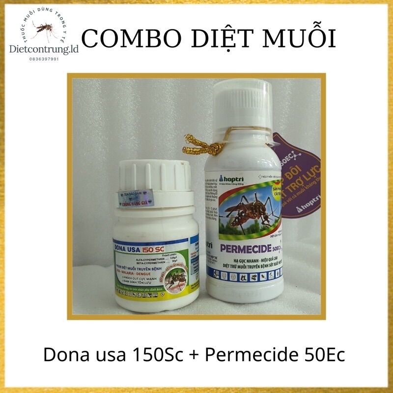 Combo 2 chai thuốc diệt muỗi permecide 50ec + dona usa 150sc