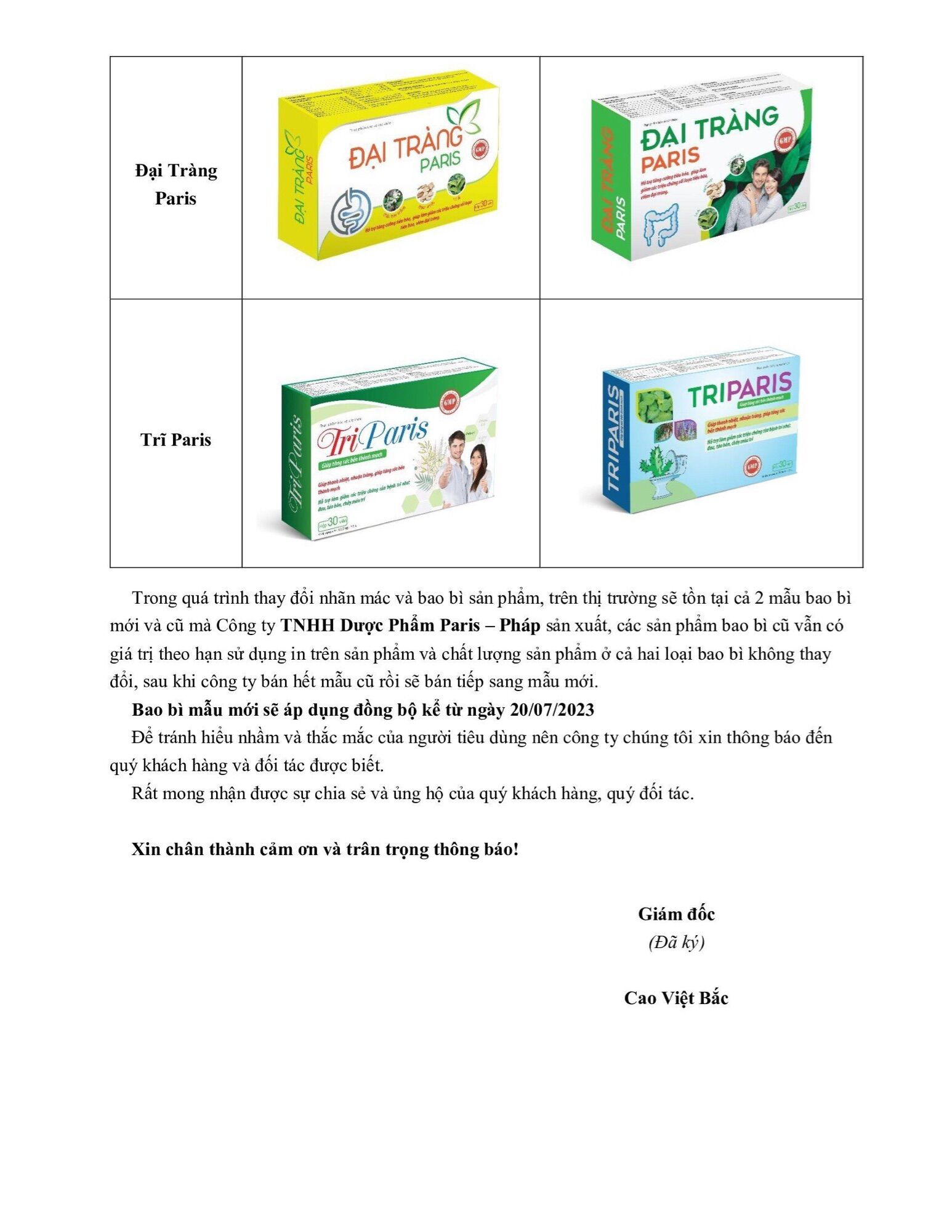 Tri Paris - Hộp 30v