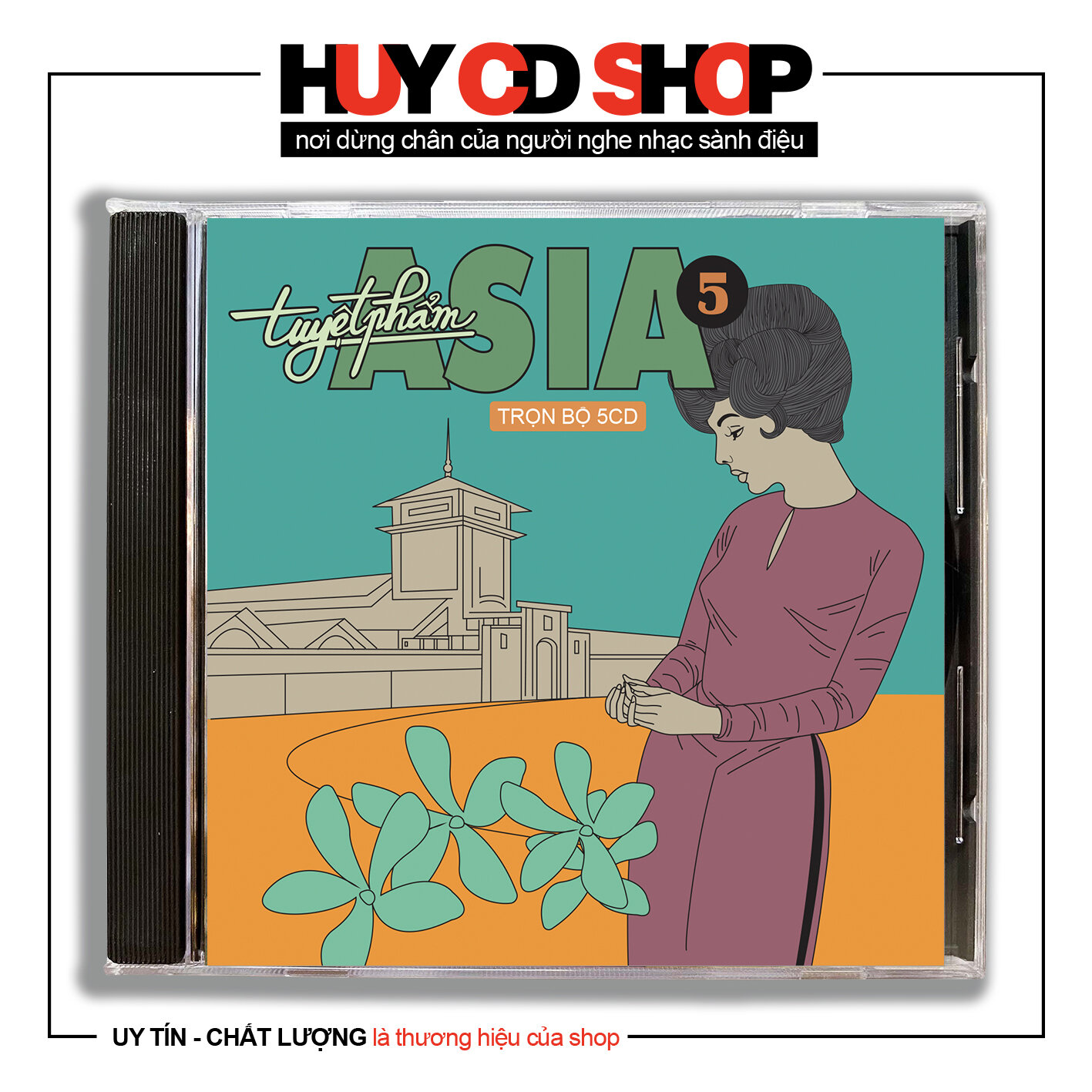 Đĩa cd asia tuyệt phẩm 5 nhạc vàng trữ tình bolero đĩa lòng trắng chất lượng cao âm thanh chuẩn huy cd shop