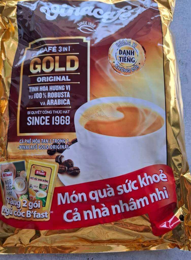 Cà phê sữa Vinacafe gold original bịch 24 gói tặng thêm 2 gói ngủ cốc