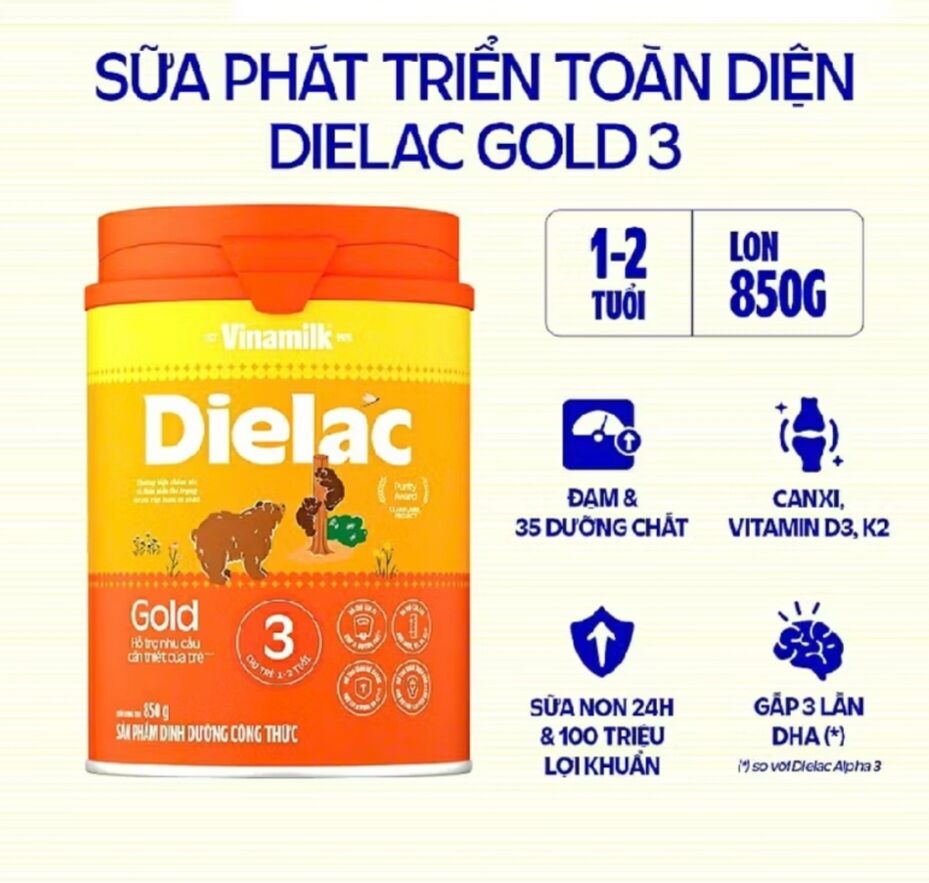Sữa bột vinamilk dielac alpha gold iq step 3 - hộp thiếc 850g