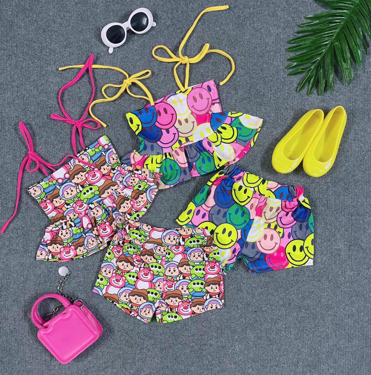 Set bộ 2 dây quần đùi xinh bé gái