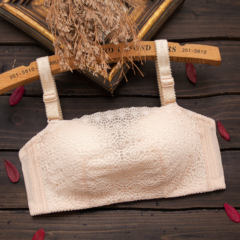 Small Chest Flat Chest AA Cup Not Empty Padded Extra Thick 5CM Push up Tube Top Bra Girl Anti-Exposure without Steel Ring Summer