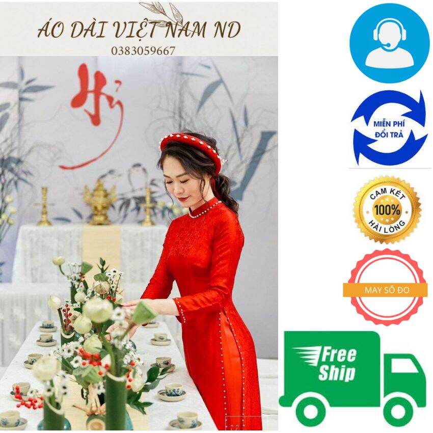 Bộ Áo Dài Gấm Kèm Quần