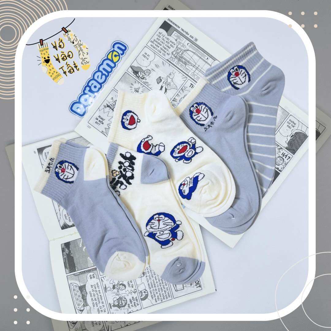 Vớ tất cổ ngắn doraemon xanh biển nhạt