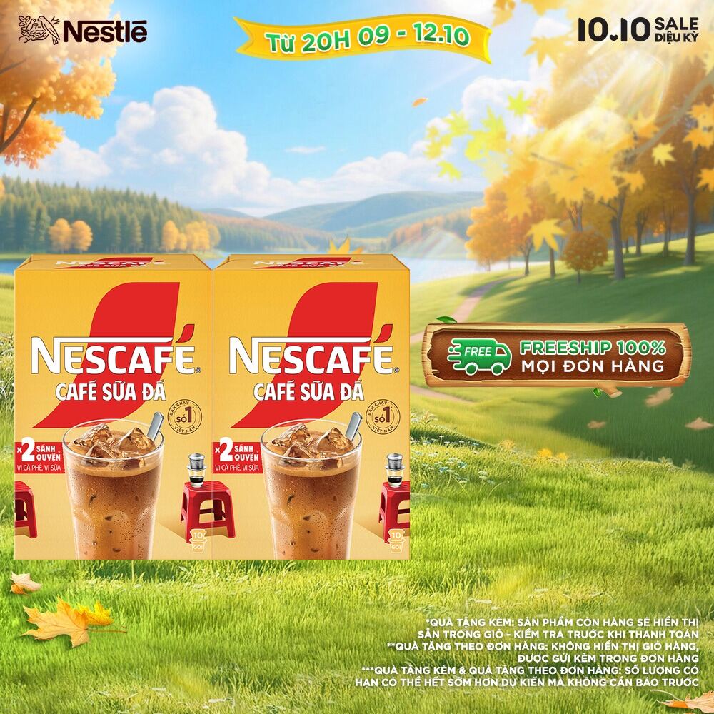 [FREESHIP TOÀN QUỐC] Combo 2 hộp Cà Phê Sữa NESCAFÉ Cà Phê Sữa Đá (Hộp 10 Gói x 24g)