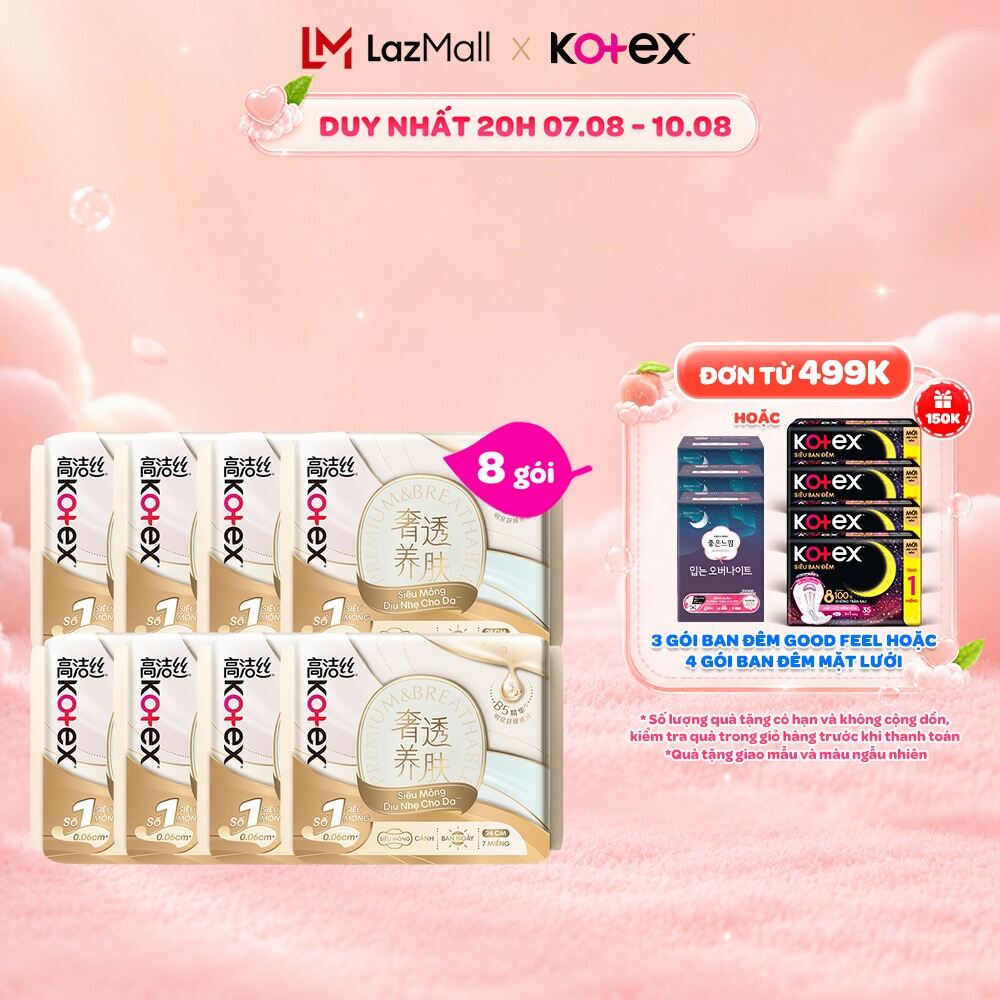 Combo 2/Combo 5/Combo 8/Băng Vệ Sinh Kotex Nhập Khẩu Cicada Siêu Mỏng Cánh 24cm 7 miếng