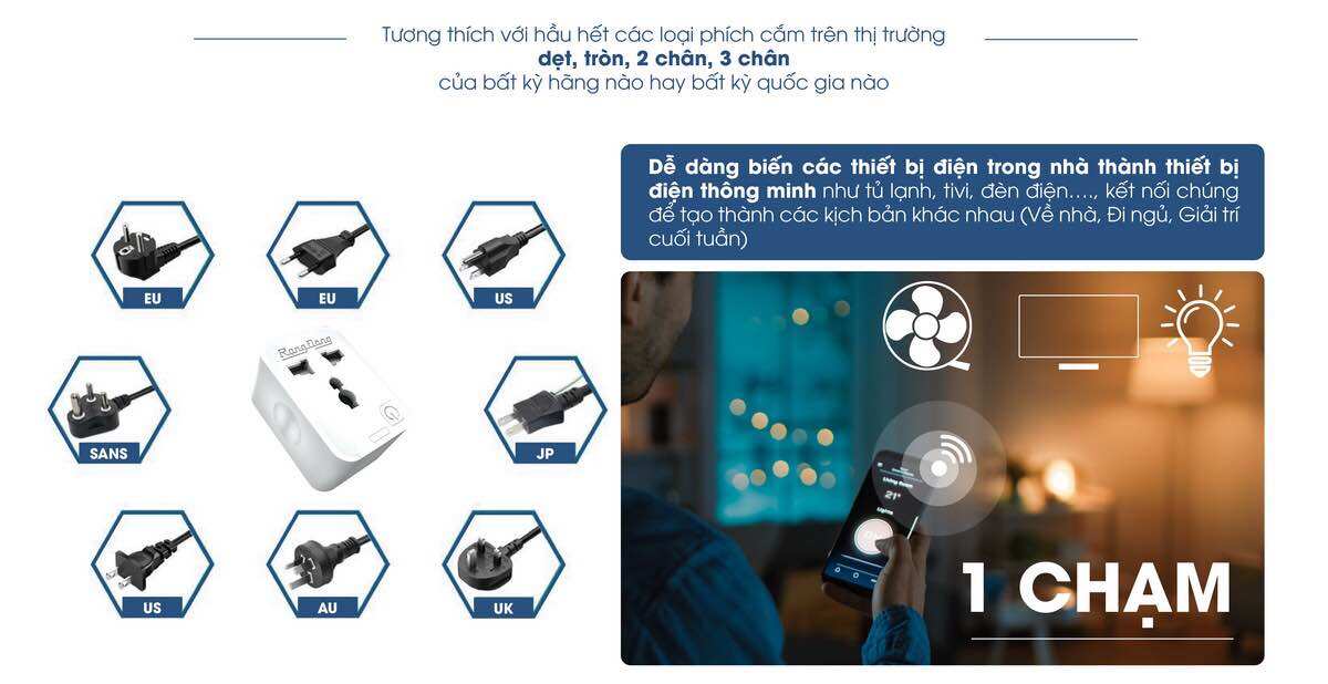 Ổ cắm thông minh Wifi Rạng Đông