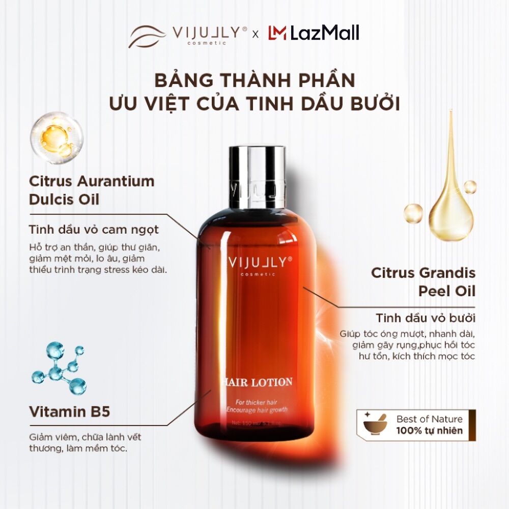 Combo 3 Chai Tinh Dầu Bưởi VIJULLY Kích Thích Mọc Tóc 150ml/Chai