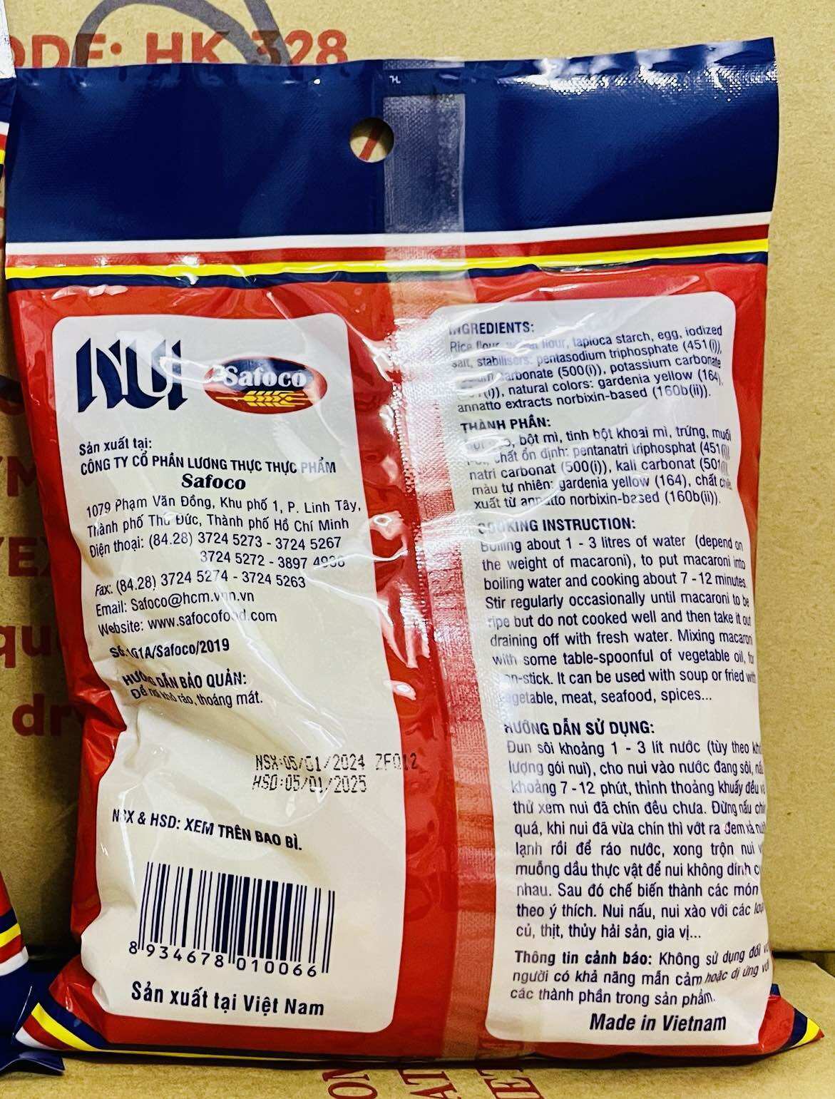 Nui ống/Nui sao/Nui chữ c Safoco gói (200g)