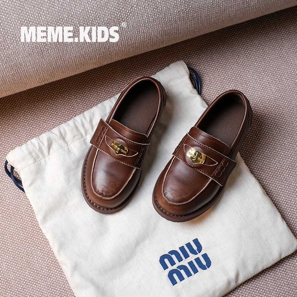 Fashionable British Style Girls' Leather Shoes Soft Bottom Anti-Slip Outdoor Children's Footwear Slip-On round Toe Rubber Sole Giá 821,000 Đồng*Miễn phí vận chuyển