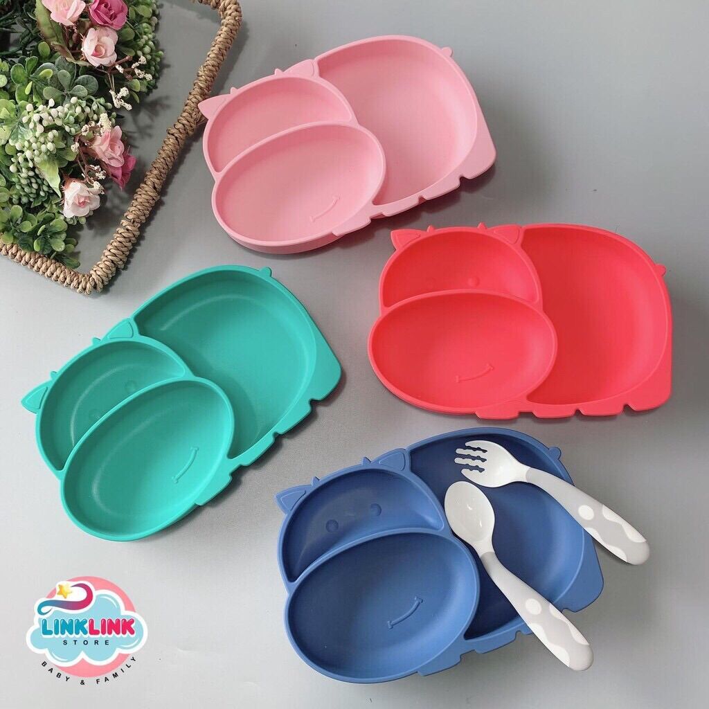 Khay ăn dặm silicon hình bò cho bé