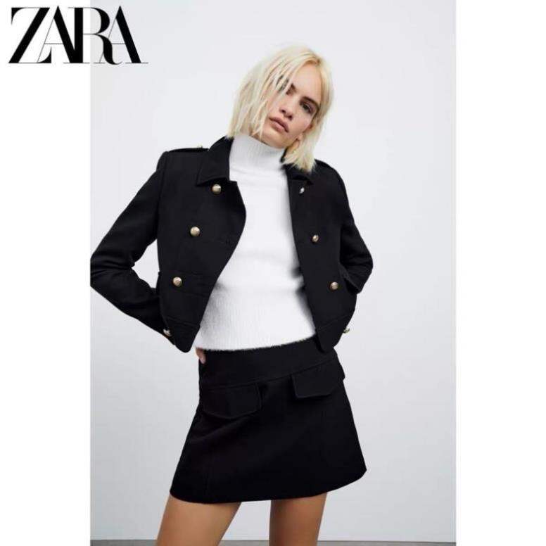 Set Vest Blazer Nữ Cao Cấp Chân Váy Ngắn Áo Dài Tay Phối Hai Hàng Cúc