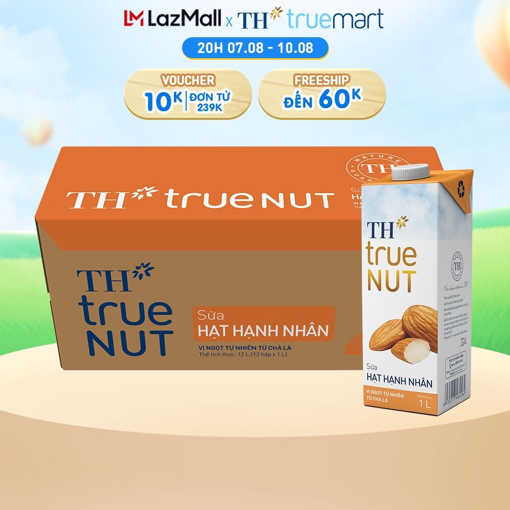 Thùng 12 hộp sữa hạt hạnh nhân TH true NUT 1 L (1 L x 12)