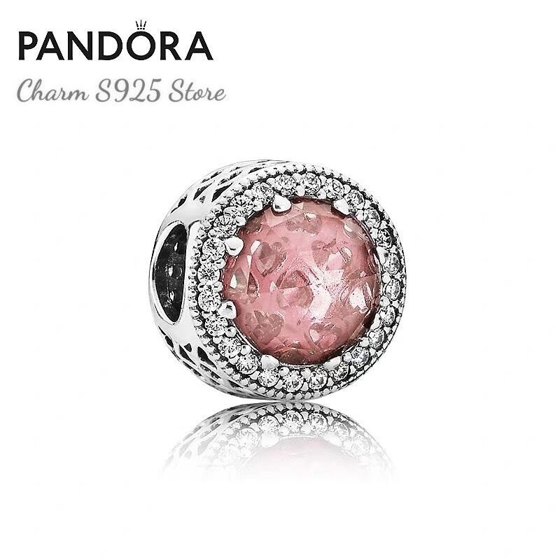 Charm pandora ale đá mắt mèo màu hồng trà bạc s925