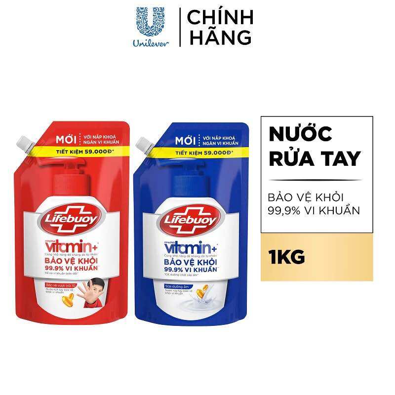 Nước rửa tay Lifebuoy Sữa dưỡng ẩm vượt trôi 1kg
