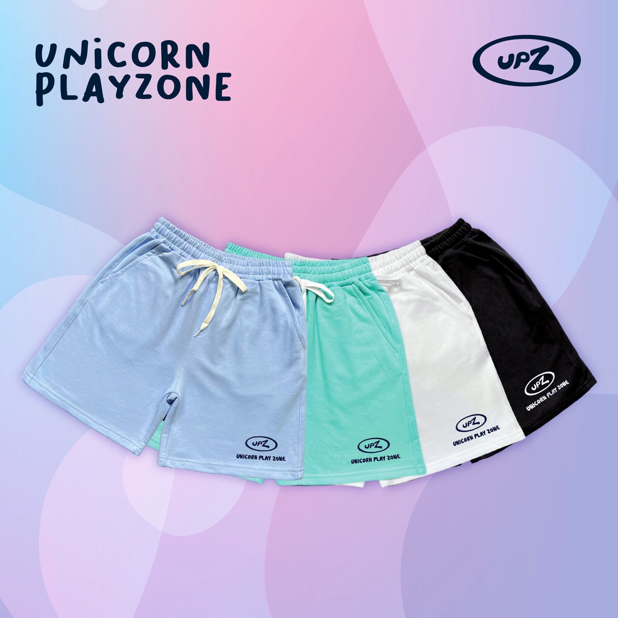 Upz quần shorts thun thêu logo