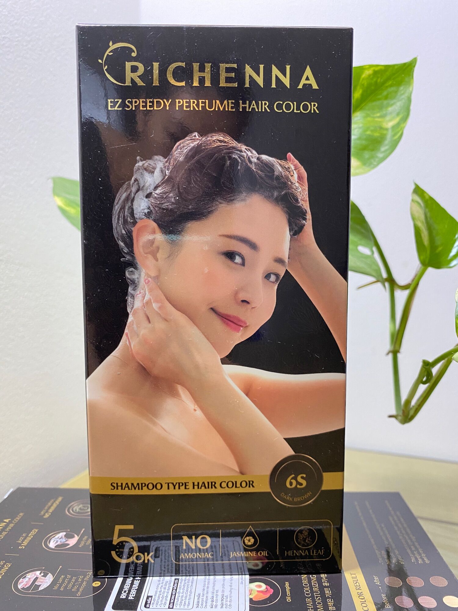 Thuốc nhuộm phủ bạc 100% màu nâu dạng gội richenna 60grx2 - số 4s