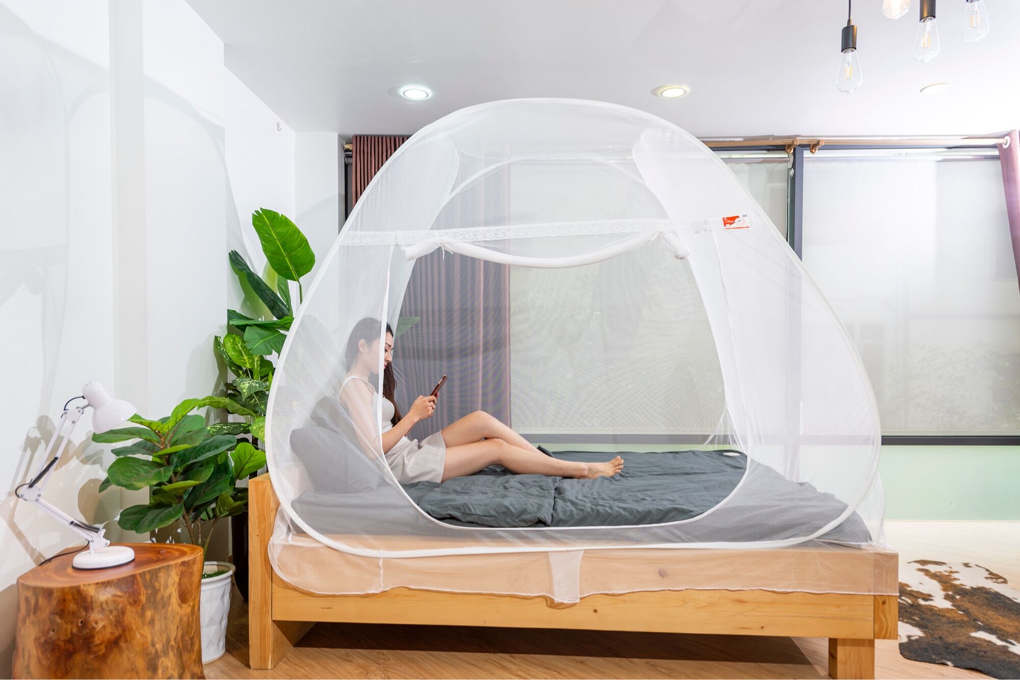 Màn chụp thông minh tự bung melody 1m8 - 1 cửa