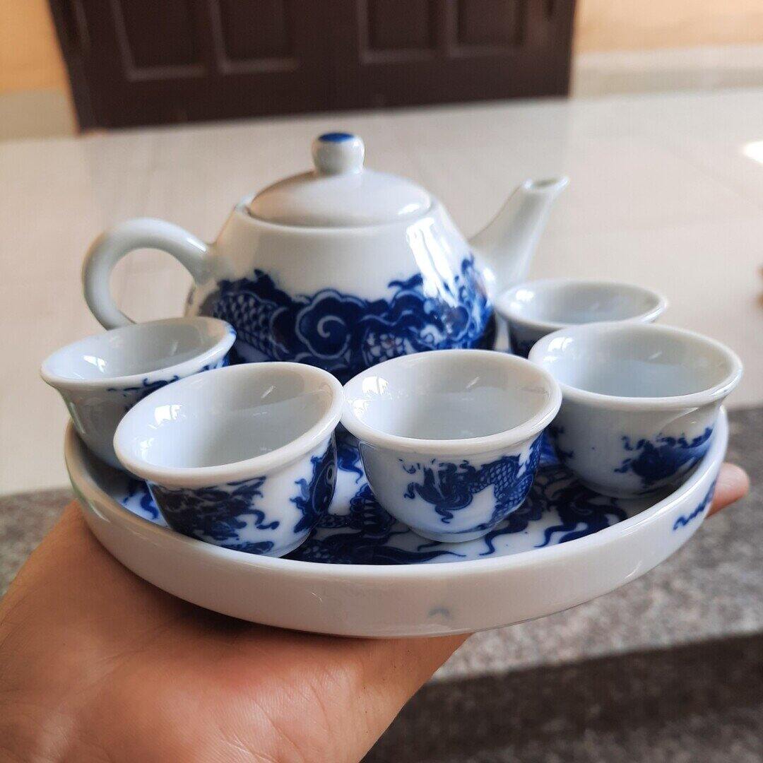 Bộ ấm chén thờ cúng mini.Hàng sứ Bát Tràng.
