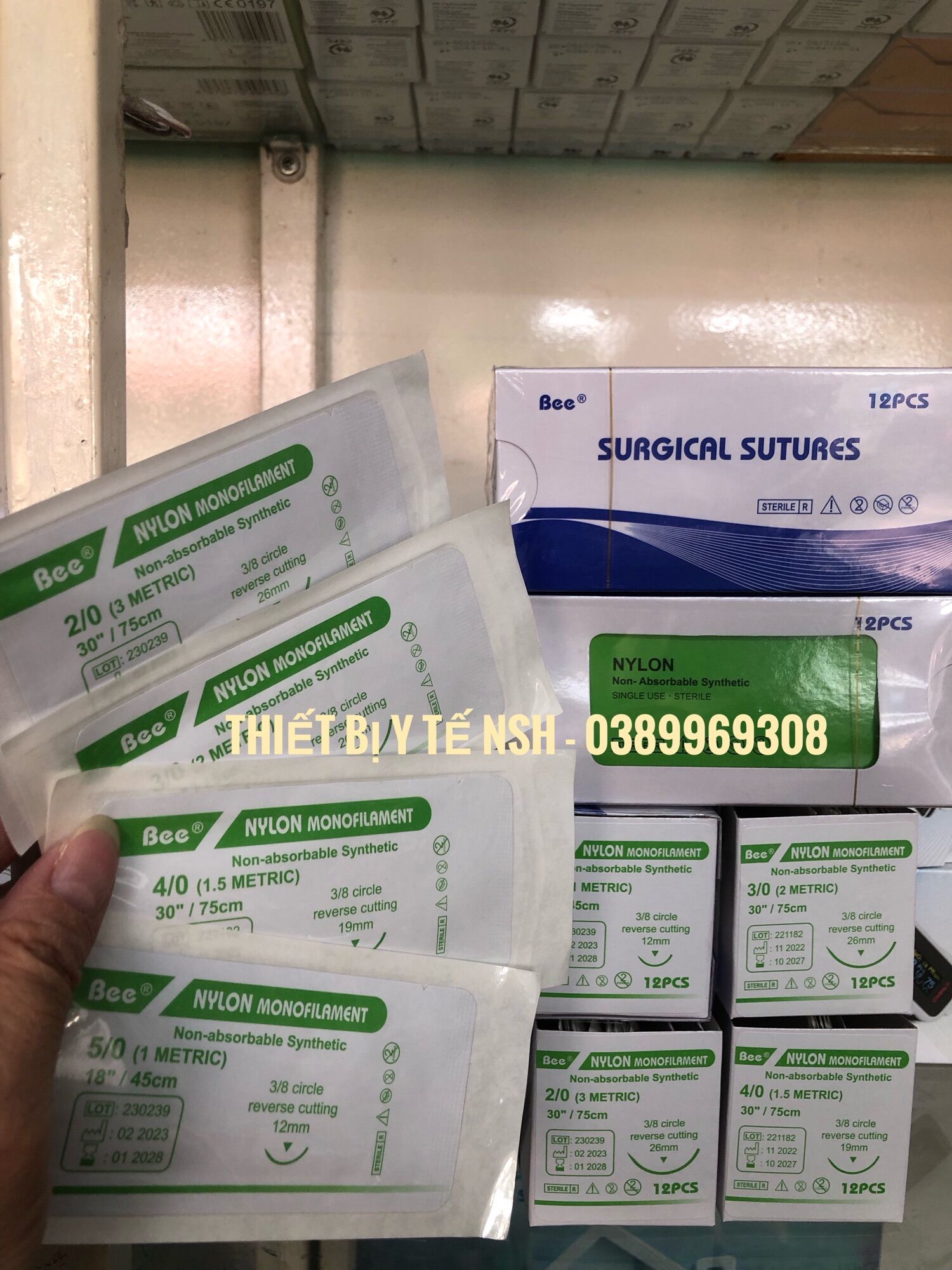 ❤️ chỉ khâu y tế phẫu thuật nylon bee,chỉ khâu phẫu thuật nylon không tiêu 2/0 3/0 4/0 5/0 bee, chỉ khâu phẫu thuật y tế nylon không tan, không tiêu surgical nylon bee các số
