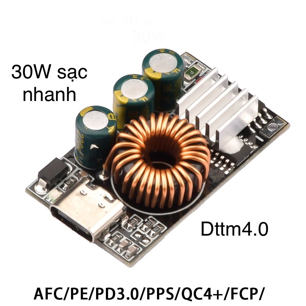 Mạch sạc siêu nhanh pd 3.0 qc3.0 4.0, sạc nhanh 30w - 65w , hạ áp 10v đến 30v