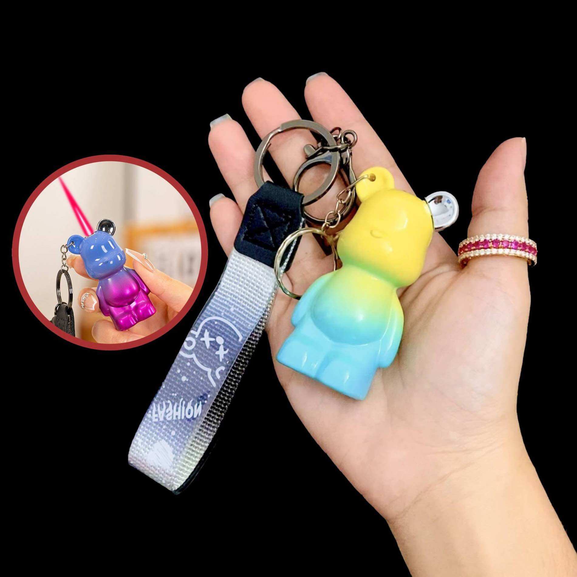 [HCM] Bật Lửa Móc Khoá Đa Năng Hình Gấu BearBrick Màu Cầu Vồng