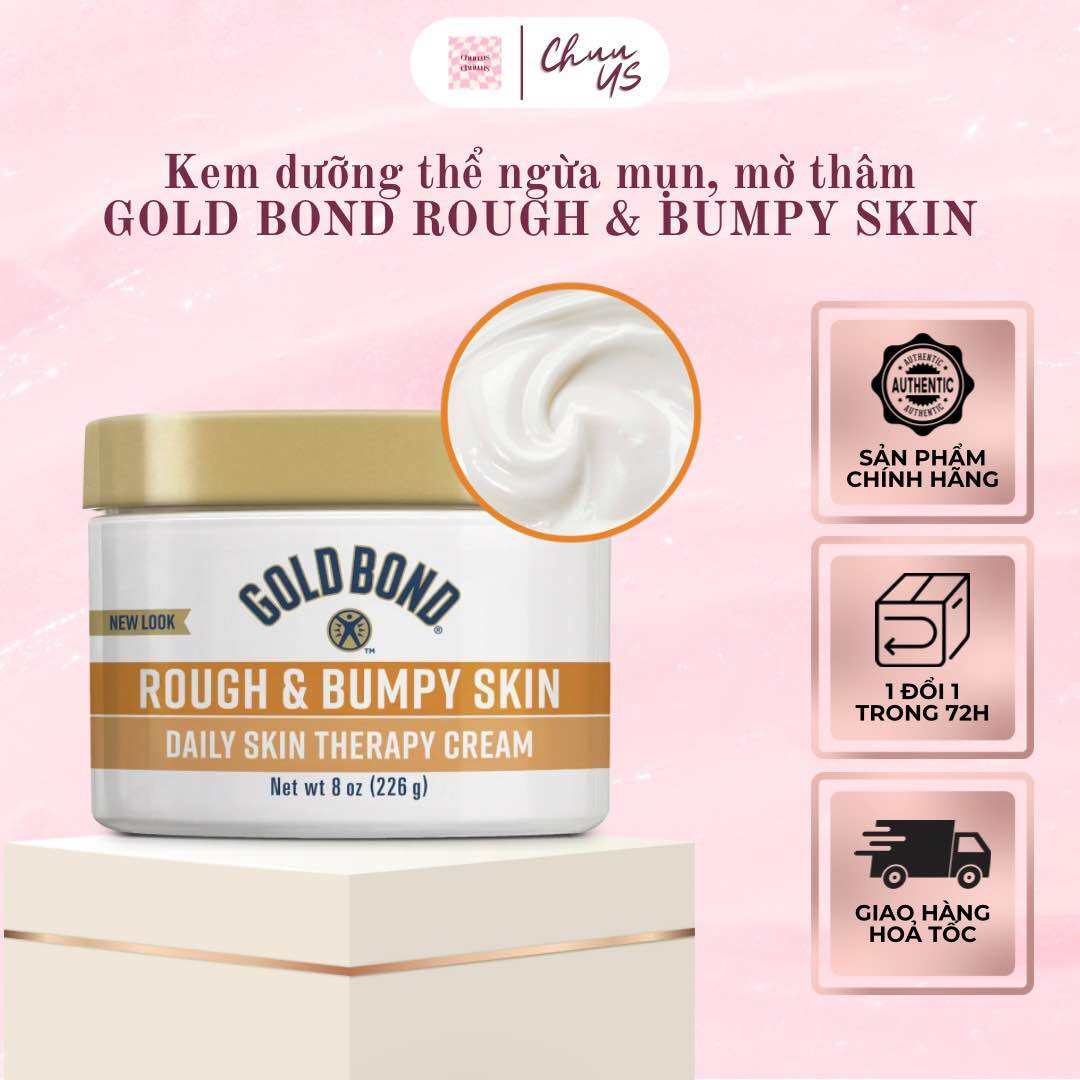 (AuthMỸ) Kem dưỡng thể, dưỡng mông, giảm mụn, thâm, dưỡng sáng da toàn thân Gold Bond Rough &amp; Bumpy Daily Skin Theraphy Cream