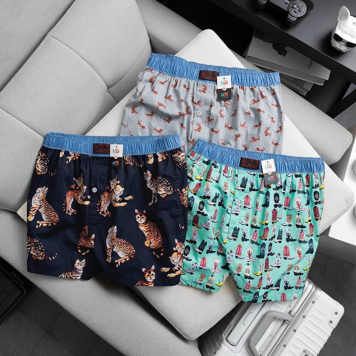 Quần ngủ nam nữ h33 - quần short đùi bigsize 90kg