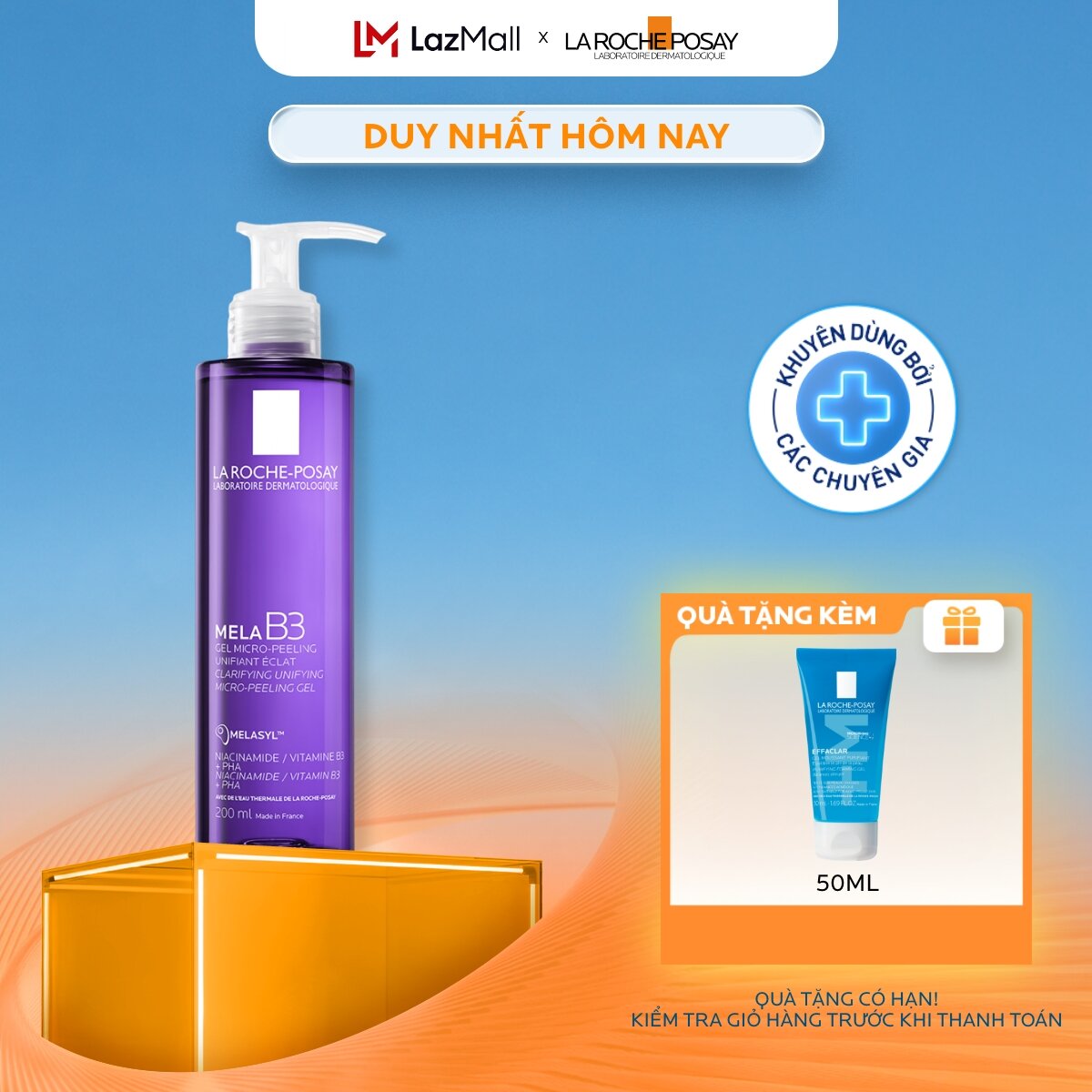 Sữa rửa mặt mờ thâm sáng da La Roche-Posay Mela B3 Clarifying Micro-Peeling Gel 200ml
