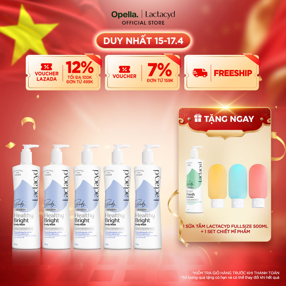 Bộ 5 Sữa tắm Lactacyd Healthy Bright làm đều màu da, mang lại làn da sáng khỏe, rạng rỡ và tự tin
