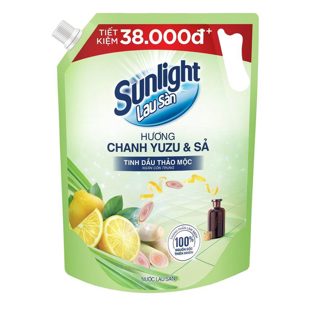 NƯỚC LAU SÀN SUNLIGHT TINH DẦU THẢO MỘC HƯƠNG CHANH VÀ SẢ TÚI 3.4 KG