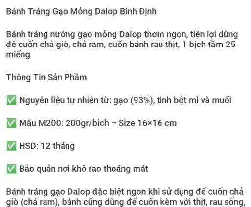 BANH TRANG GAO MONG DALOP BINH DINH 500G