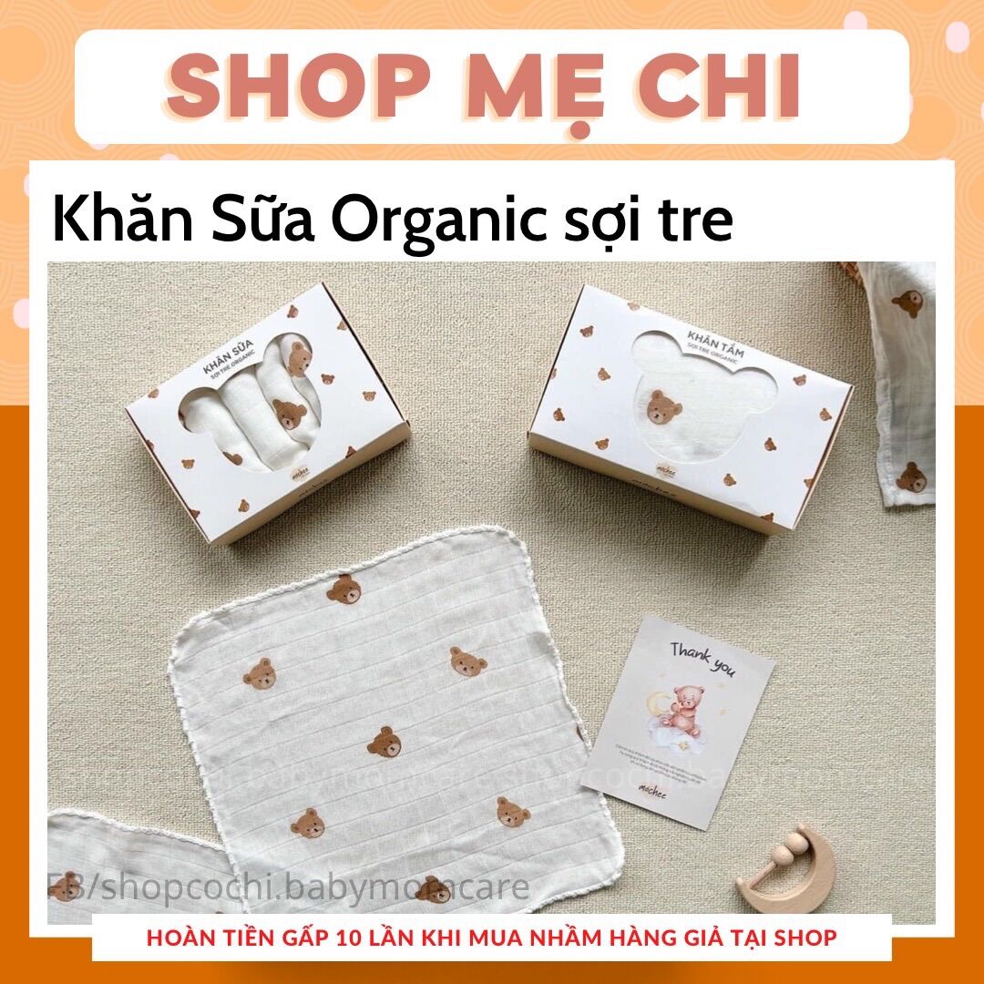 Khăn Sữa Sợi Tre Organic Mochee cho bé sơ sinh siêu mềm