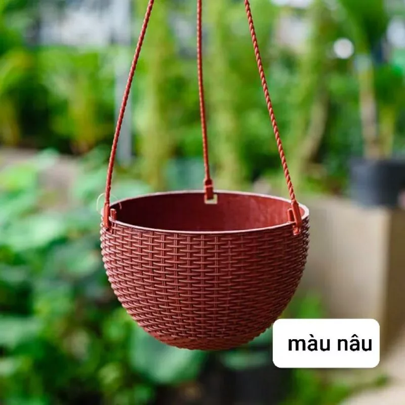 combo 5 Chậu treo kiểu đan mây size lớn 20x13cm