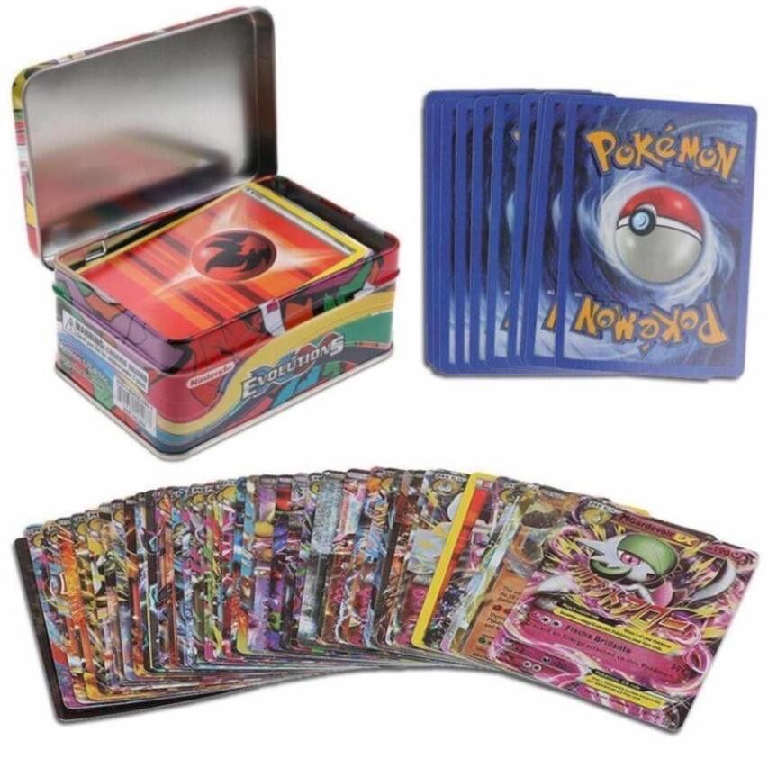 Bộ 42 thẻ bài Pokemon kèm hộp đựng bằng kim loại tiện lợi cho bé