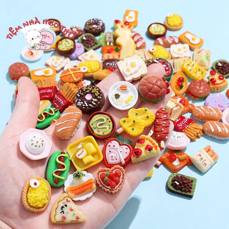 Set 10 charm món ăn trang trí diy