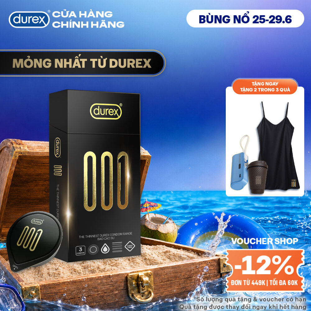 [MỚI] Bao Cao Su Durex 001 Siêu Mỏng, Hộp 3 Bao Mới Ra Mắt