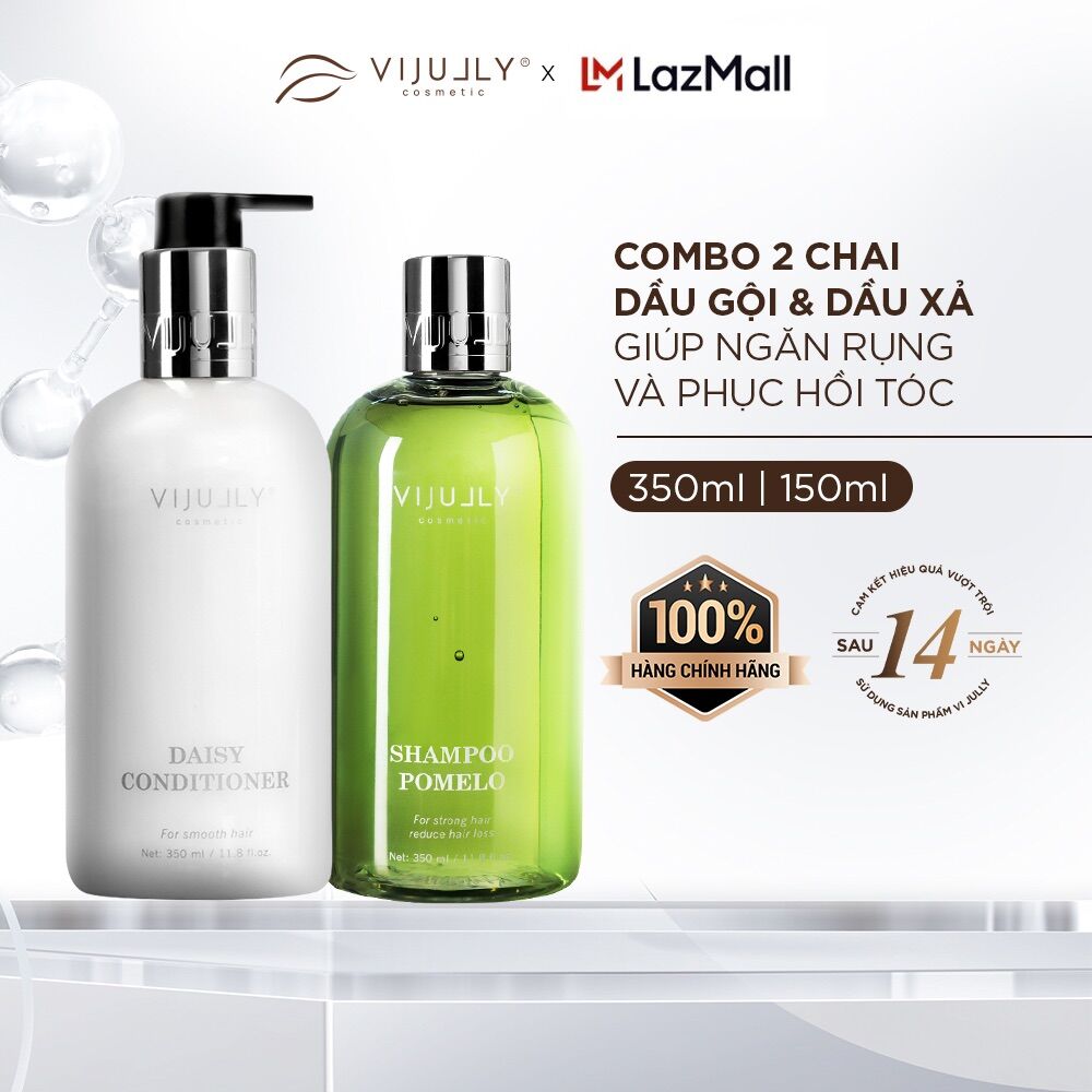 Bộ gội xả ngăn rụng - phục hồi tóc vijully dầu gội bưởi và dầu xả dừa