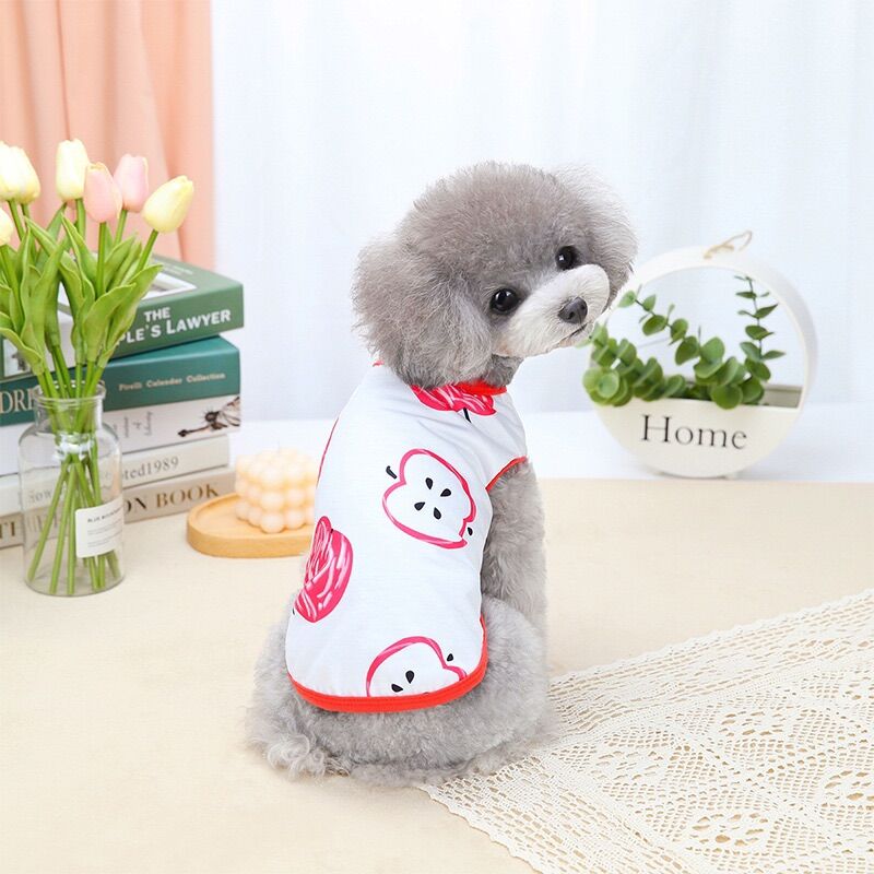 Áo cho chó mèo - áo thun hoạ tiết apple siêu cute cho thú cưng