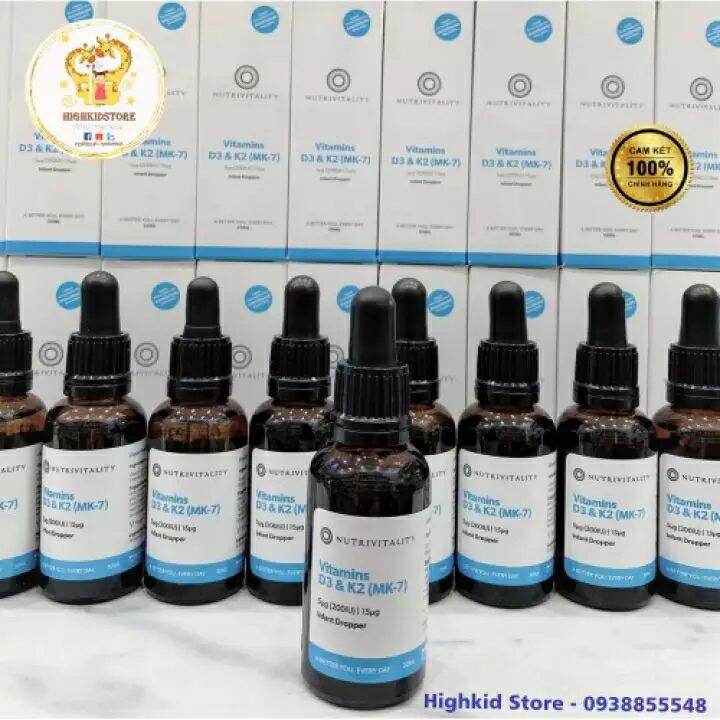 Vitamin K2 D3 MK7 cho bé Nutrivitality Anh 30ml K2D3
