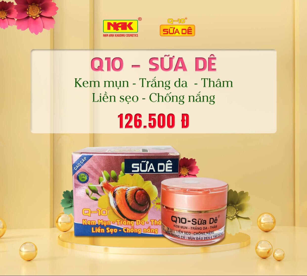 Kem q10 sữa dê trắng da mụn 6 in 1