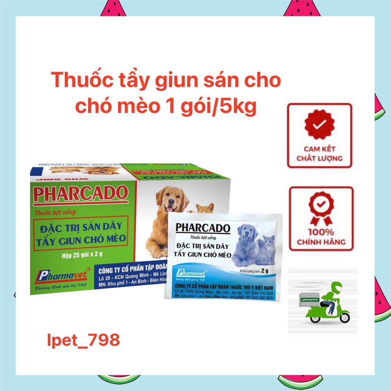 Pharcado tẩy giun, sán dây cho chó mèo, mèo con, cún con