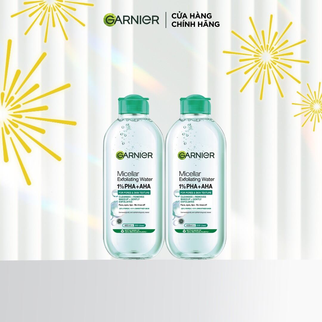 [Virtual] Bộ 2 nước Tẩy Trang sạch sâu  làm sạch tế bào da chết - Garnier Micellar Exfolliating Water 400mlX2