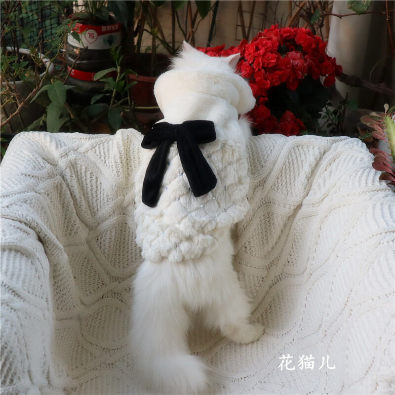 Áo Khoác Lông Nhung Nơ Bướm Hình Chó Mèo Thú Cưng Thanh Lịch Mẫu Mới Huamaoer Áo Choàng Áo Công Chúa Giữ Ấm Mùa Đông